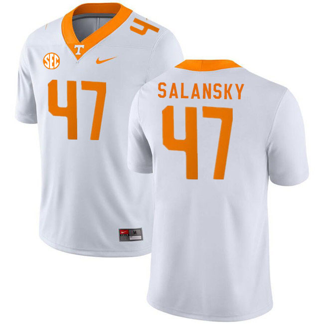 Men #47 Matthew Salansky Tennessee Volunteers College Football Jerseys Stitched Sale-White